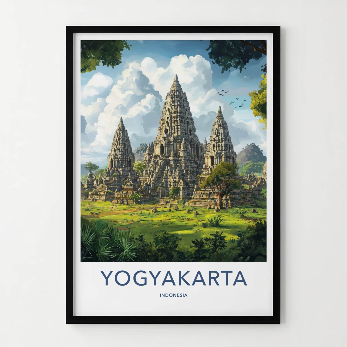 Yogyakarta Poster - Indonesia Travel Art - Ancient Temple Towers Home Decor