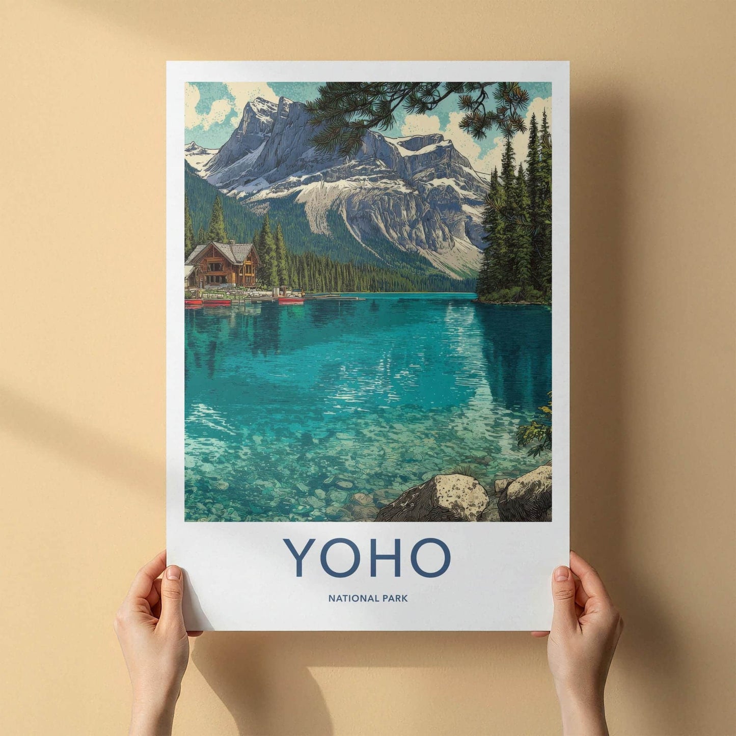 Yoho National Park Poster - Canada Travel Art - Emerald Lake Lodge Wall Decor