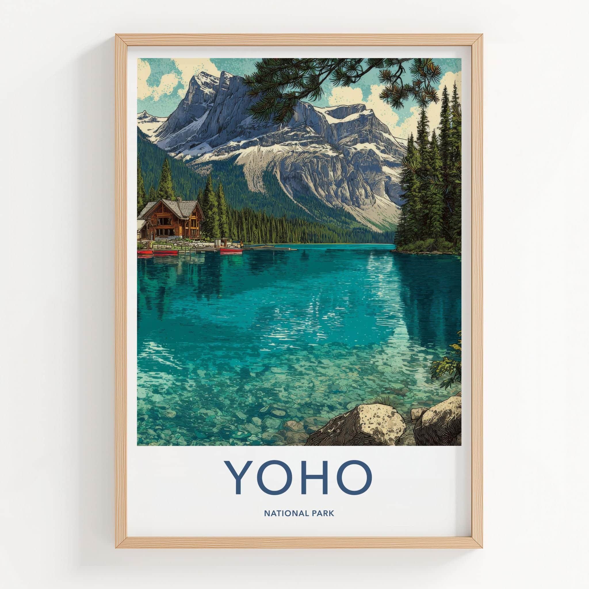 Yoho National Park Poster - Canada Travel Art - Emerald Lake Lodge Wall Decor