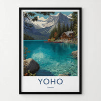 Yoho Poster - Canada Travel Art - Turquoise Lake Lodge Home Decor