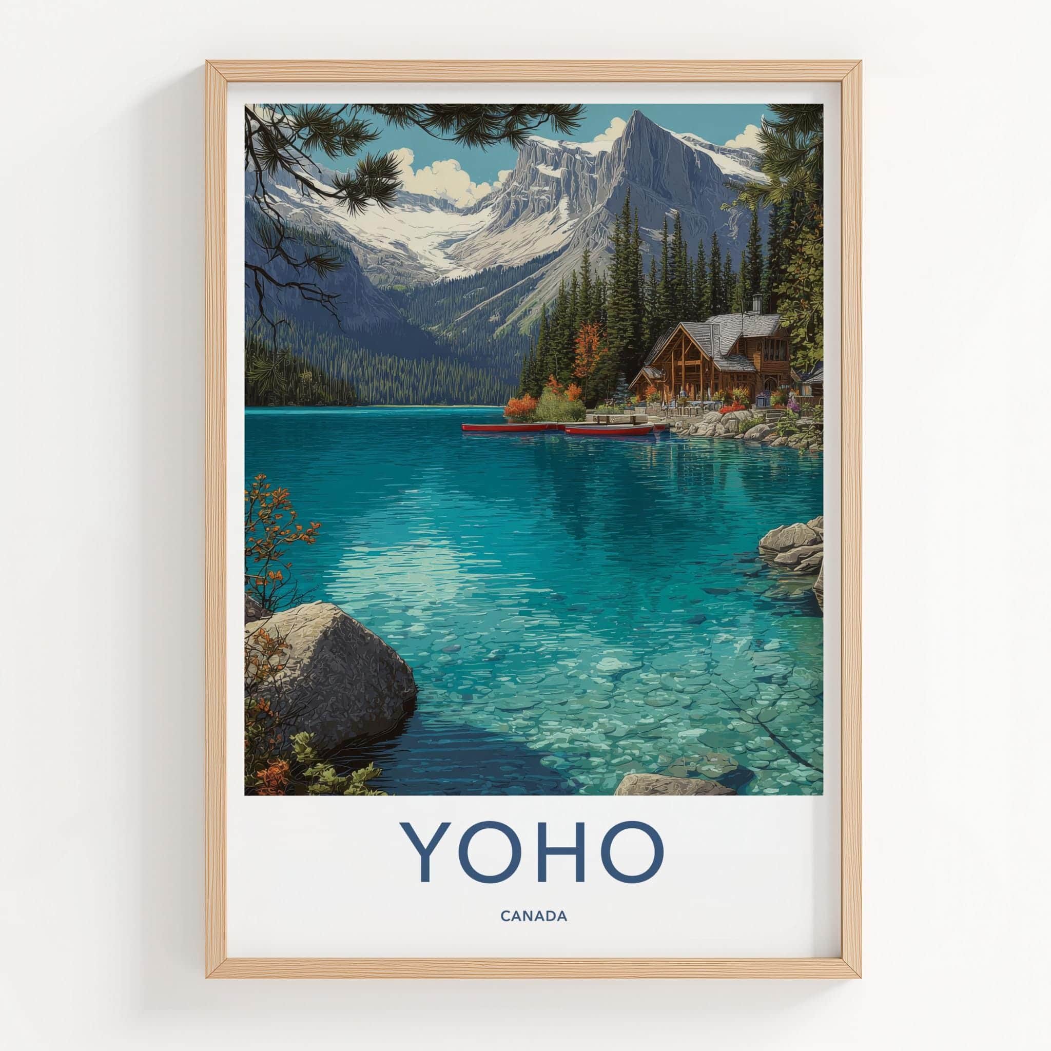 Yoho Poster - Canada Travel Art - Turquoise Lake Lodge Home Decor