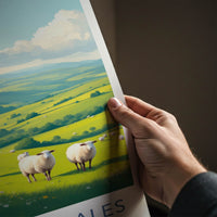 Yorkshire Dales Poster - England Travel Art - Sunny Meadow Sheep Home Decor