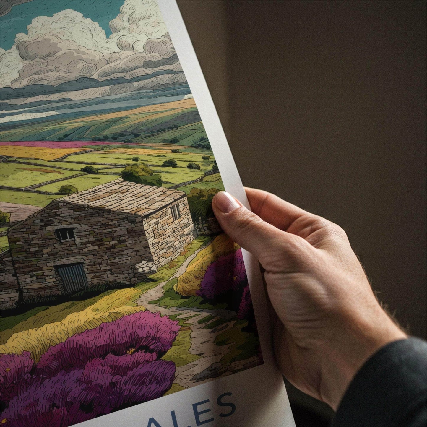 Yorkshire Dales Poster - England Wall Art - Stone Barn Fields Home Decor