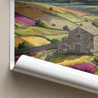 Yorkshire Dales Poster - England Wall Art - Stone Barn Fields Home Decor