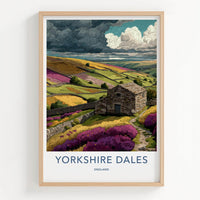 Yorkshire Dales Poster - England Wall Art - Stone Barn Fields Home Decor