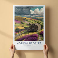 Yorkshire Dales Poster - England Wall Art - Stone Barn Fields Home Decor