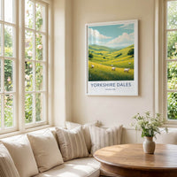 Yorkshire Dales Poster - United Kingdom Art Print - Rolling Hills Sheep Gift