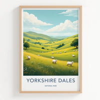 Yorkshire Dales Poster - United Kingdom Art Print - Rolling Hills Sheep Gift