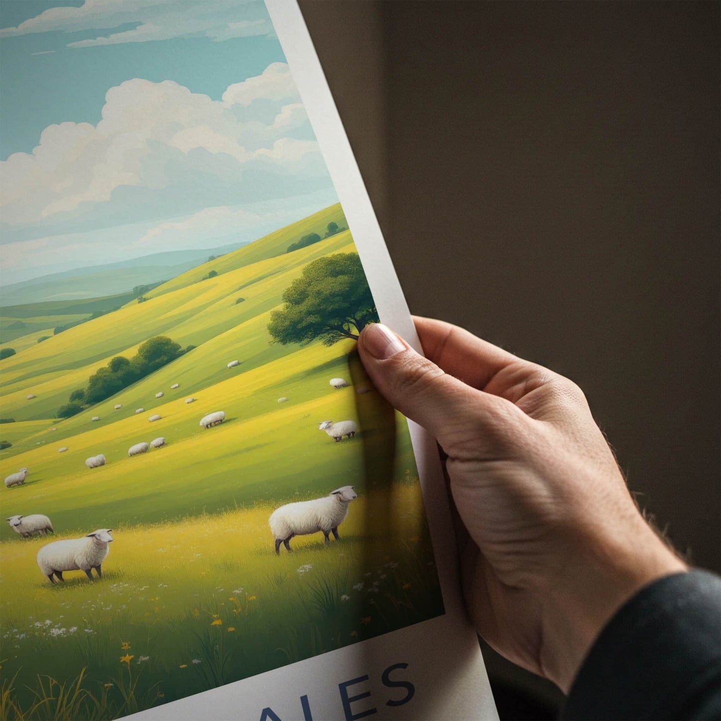 Yorkshire Dales Poster - United Kingdom Art Print - Rolling Hills Sheep Gift