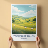 Yorkshire Dales Poster - United Kingdom Art Print - Rolling Hills Sheep Gift