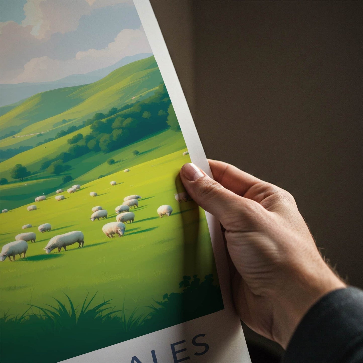 Yorkshire Dales Poster - United Kingdom Travel Art - Grazing Sheep Hills Home Decor