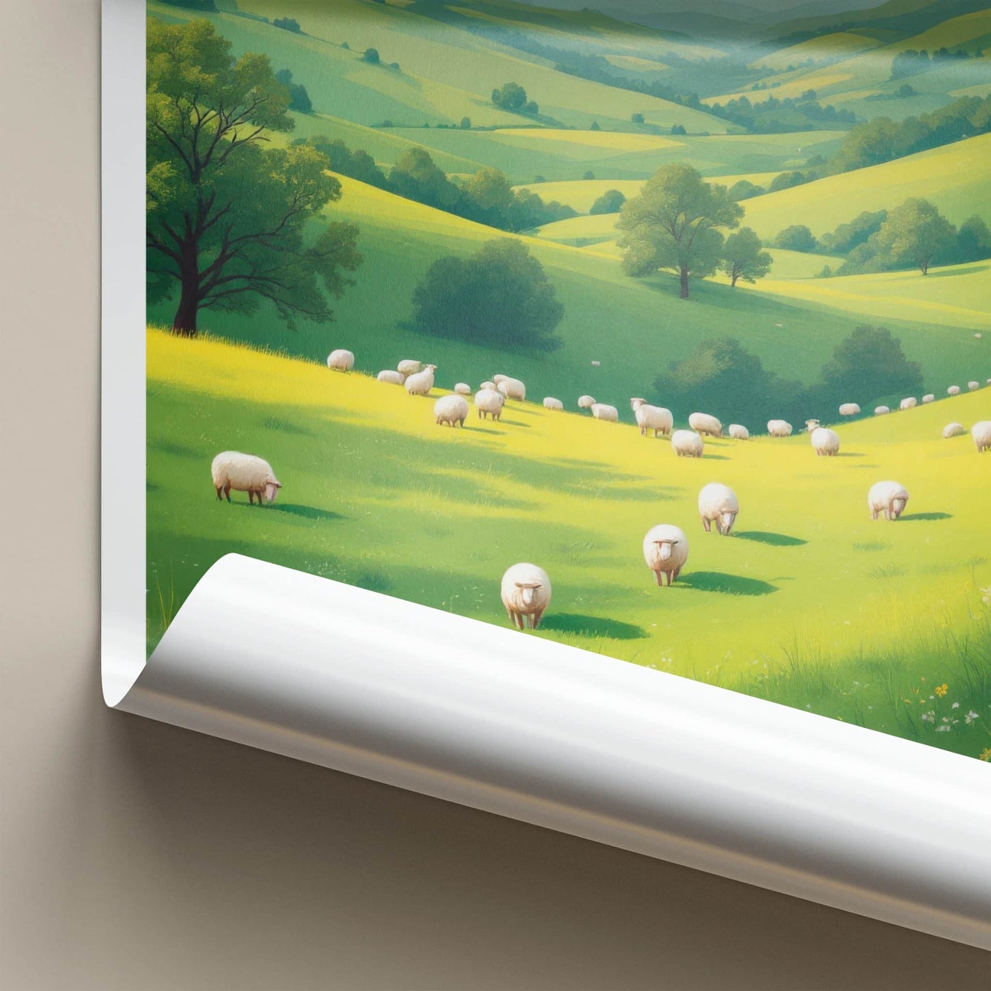 Yorkshire Poster - England Art Print - Grazing Sheep Valley Home Decor