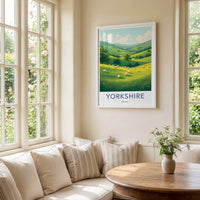 Yorkshire Poster - England Art Print - Grazing Sheep Valley Home Decor