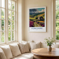 Yorkshire Poster - England Framed Art - Stone Cottage Vista Wall Decor
