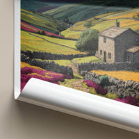 Yorkshire Poster - England Framed Art - Stone Cottage Vista Wall Decor
