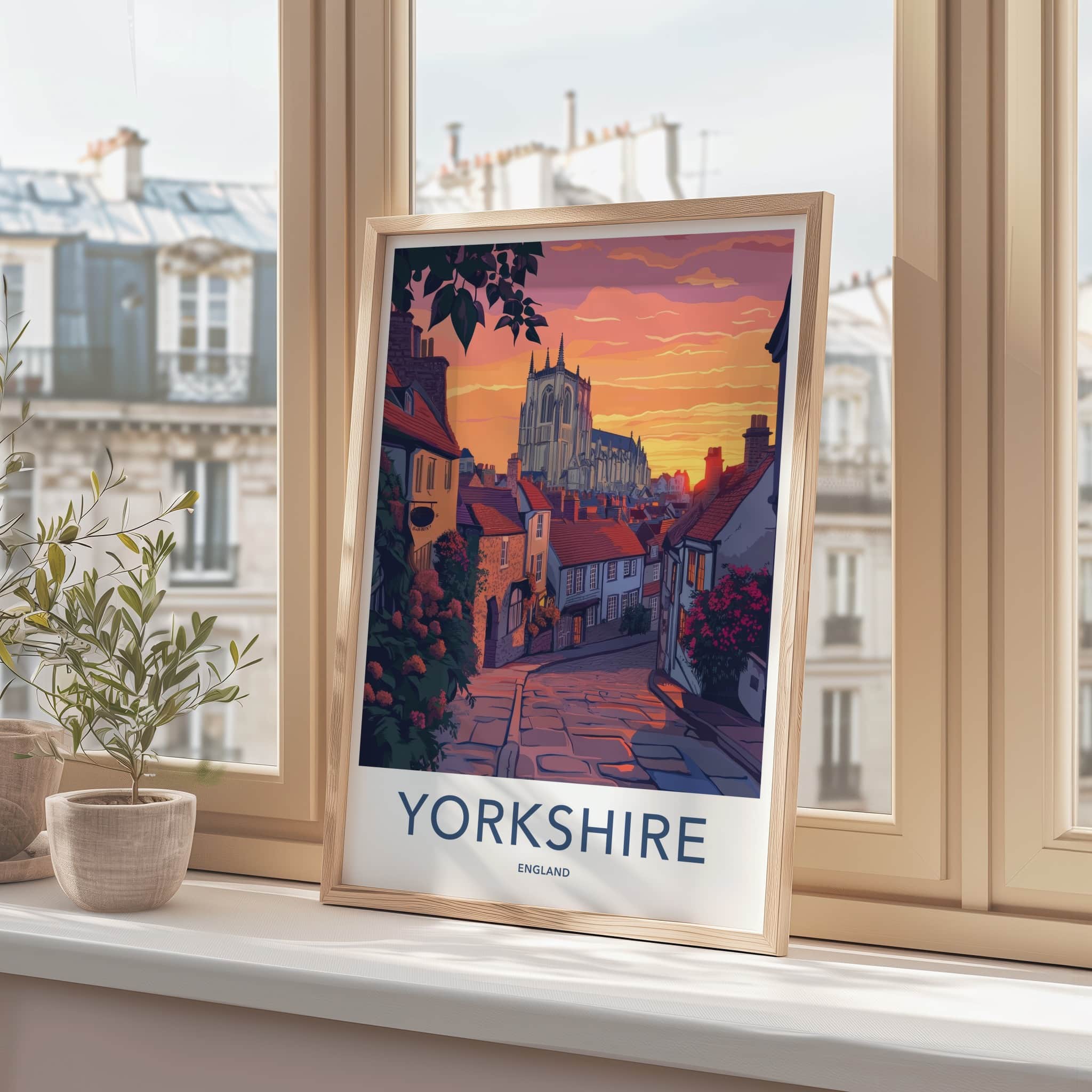 Yorkshire Poster - England Travel Art - Grand Minster Sunset Home Decor