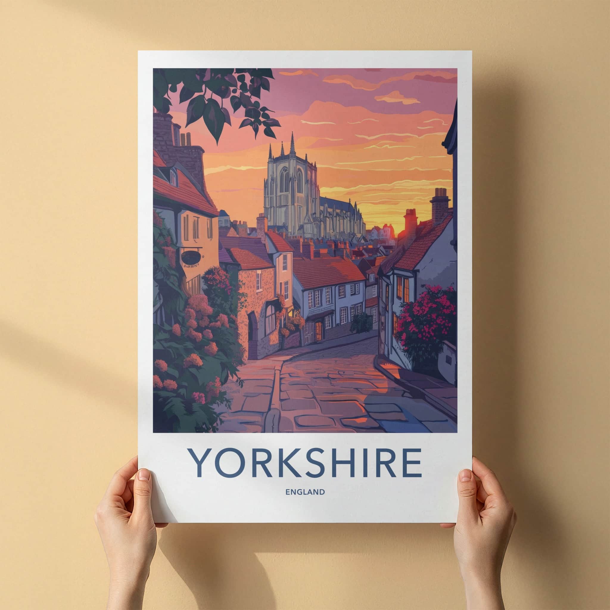 Yorkshire Poster - England Travel Art - Grand Minster Sunset Home Decor
