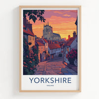 Yorkshire Poster - England Travel Art - Grand Minster Sunset Home Decor