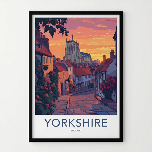 Yorkshire Poster - England Travel Art - Grand Minster Sunset Home Decor