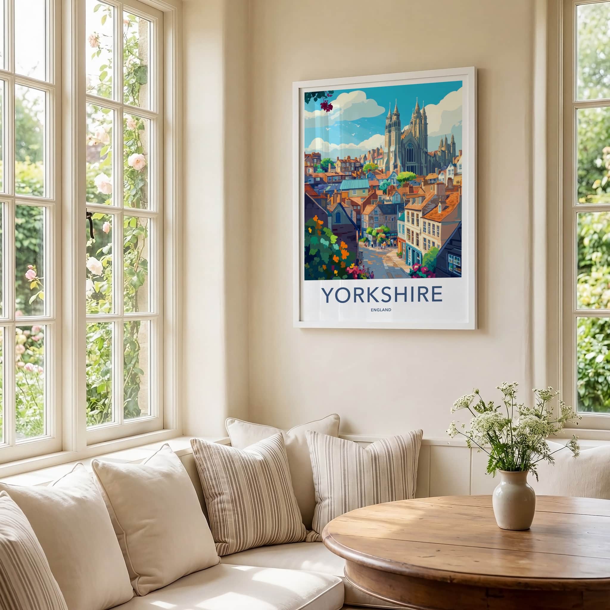 Yorkshire Poster - England Travel Art - Historic City View Home Decor