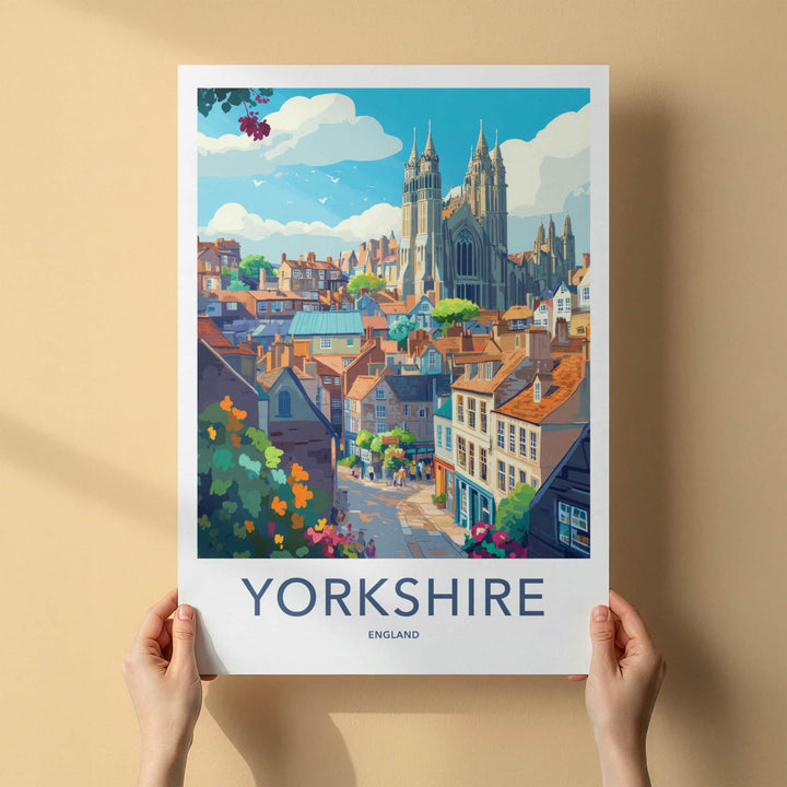 Yorkshire Poster - England Travel Art - Historic City View Home Decor