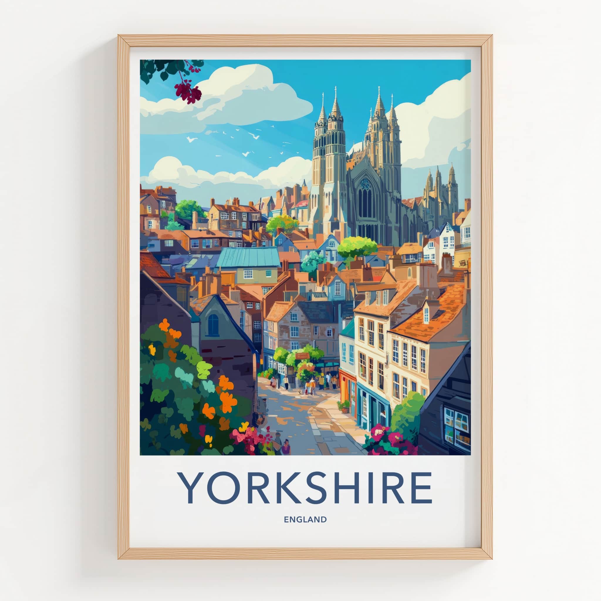 Yorkshire Poster - England Travel Art - Historic City View Home Decor