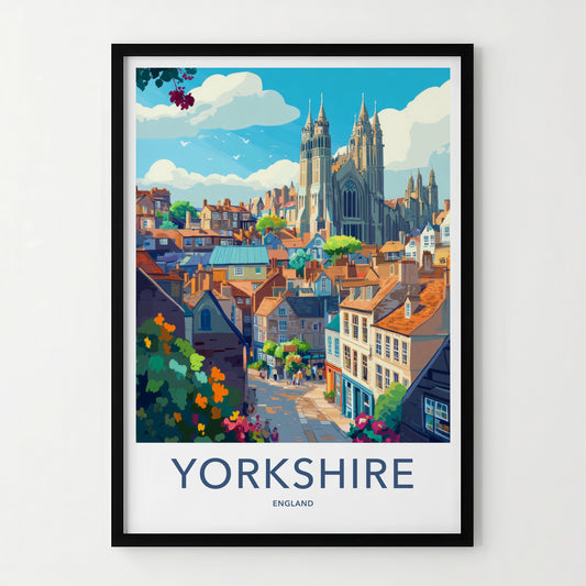 Yorkshire Poster - England Travel Art - Historic City View Home Decor