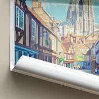 Yorkshire Poster - England Travel Art - Historic Street Cathedral Home Decor