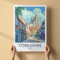 Yorkshire Poster - England Travel Art - Historic Street Cathedral Home Decor