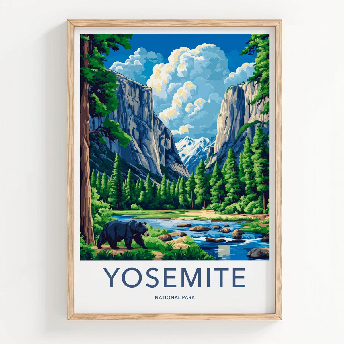 Yosemite National Park Poster - Scenic Forest Wall Art With Mountain