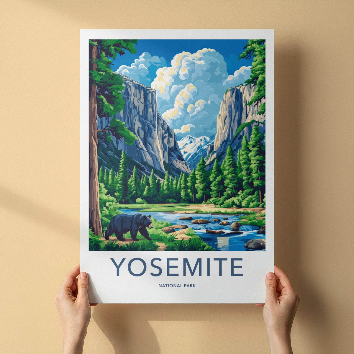 Yosemite National Park Poster - Scenic Forest Wall Art With Mountain