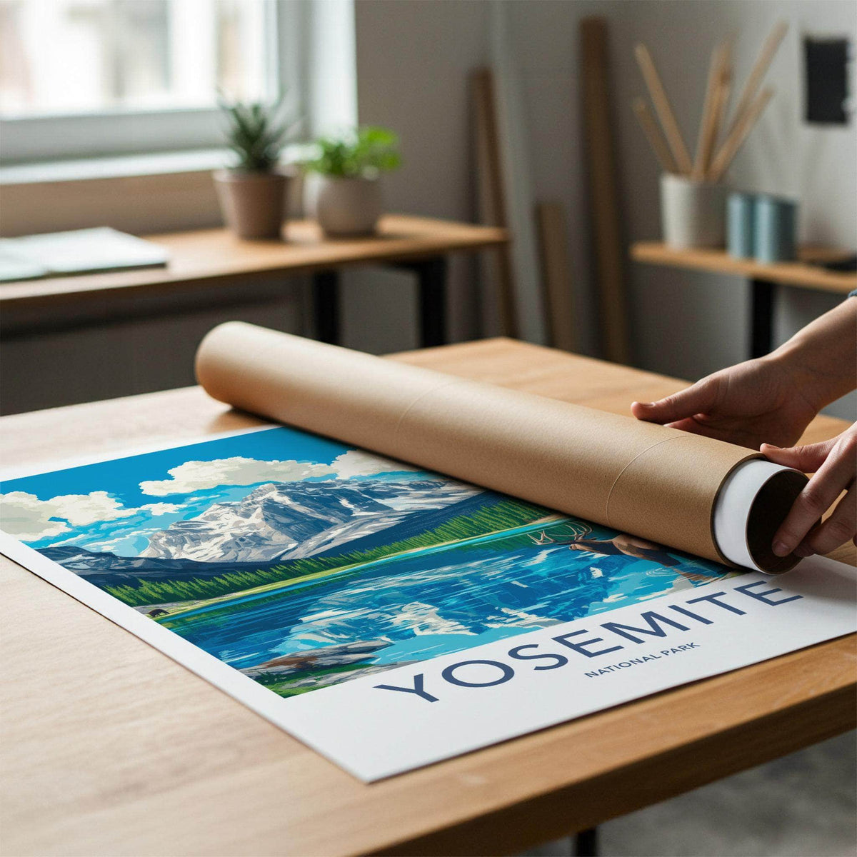 Yosemite National Park Poster - Scenic Mountain Scenery & Wildlife