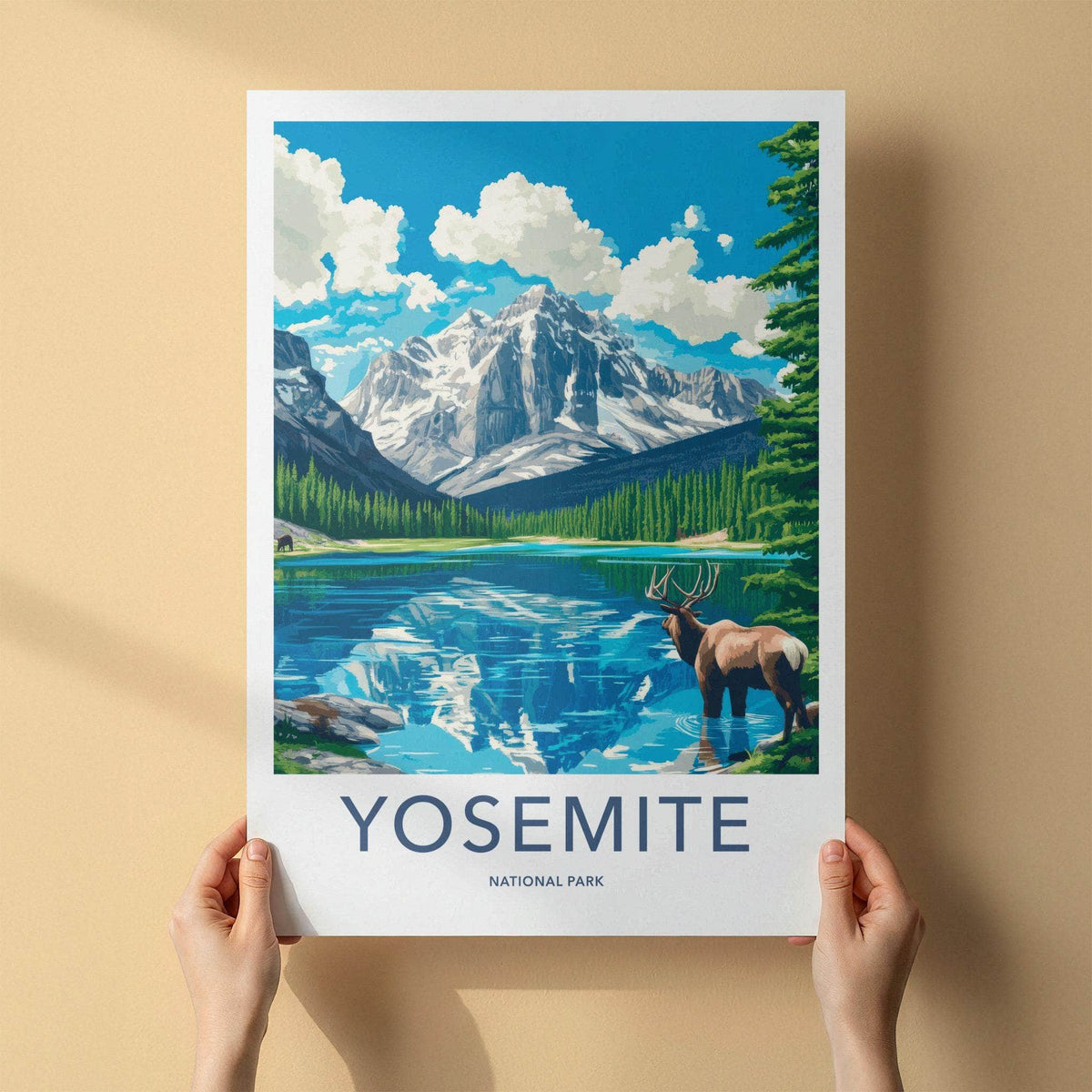 Yosemite National Park Poster - Scenic Mountain Scenery & Wildlife