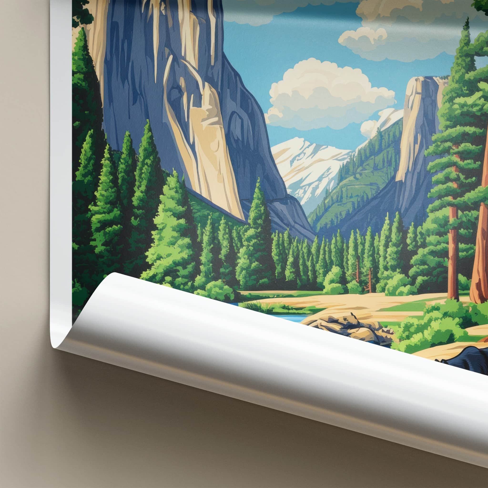 Yosemite Poster - California Art Print - Black Bear River Home Decor