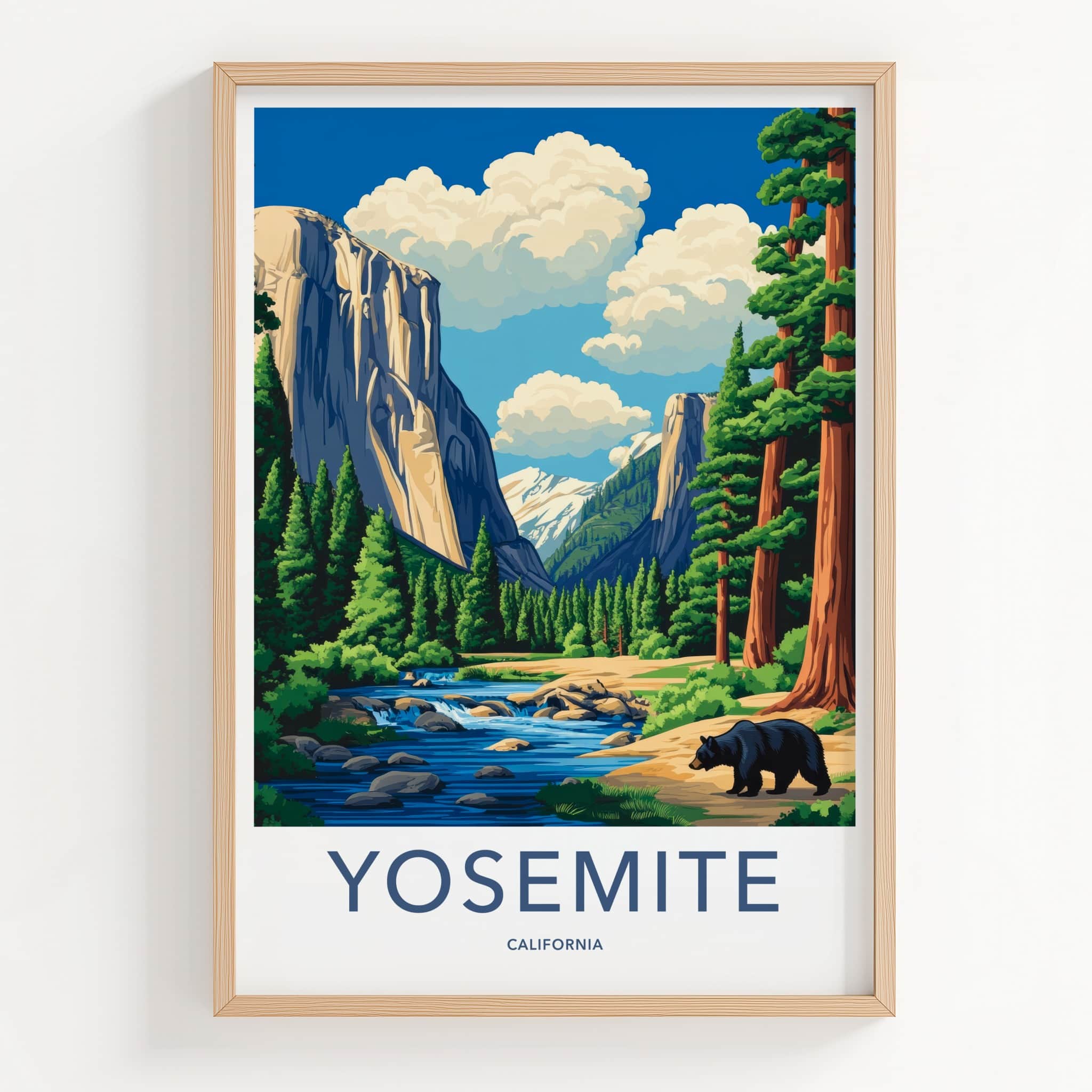 Yosemite Poster - California Art Print - Black Bear River Home Decor