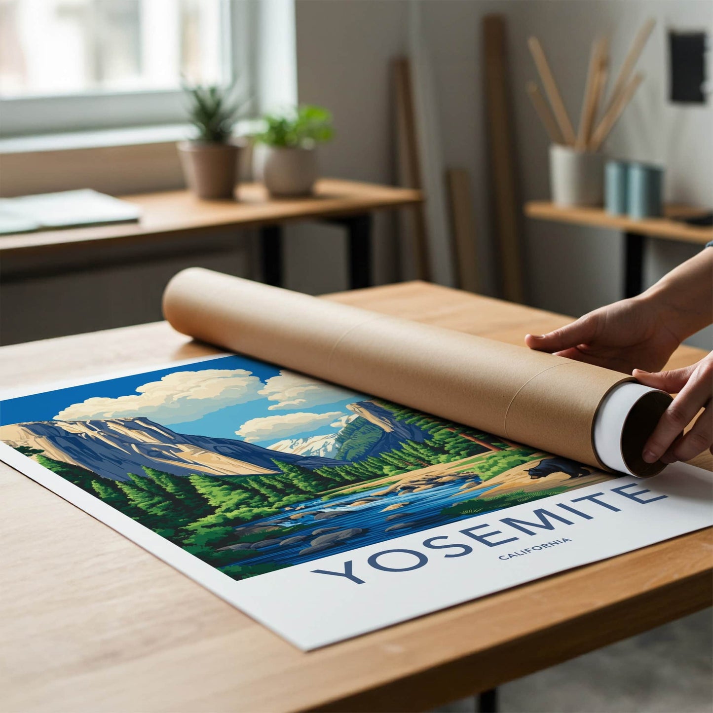 Yosemite Poster - California Art Print - Black Bear River Home Decor