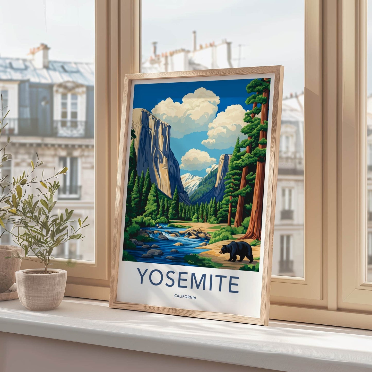Yosemite Poster - California Art Print - Black Bear River Home Decor