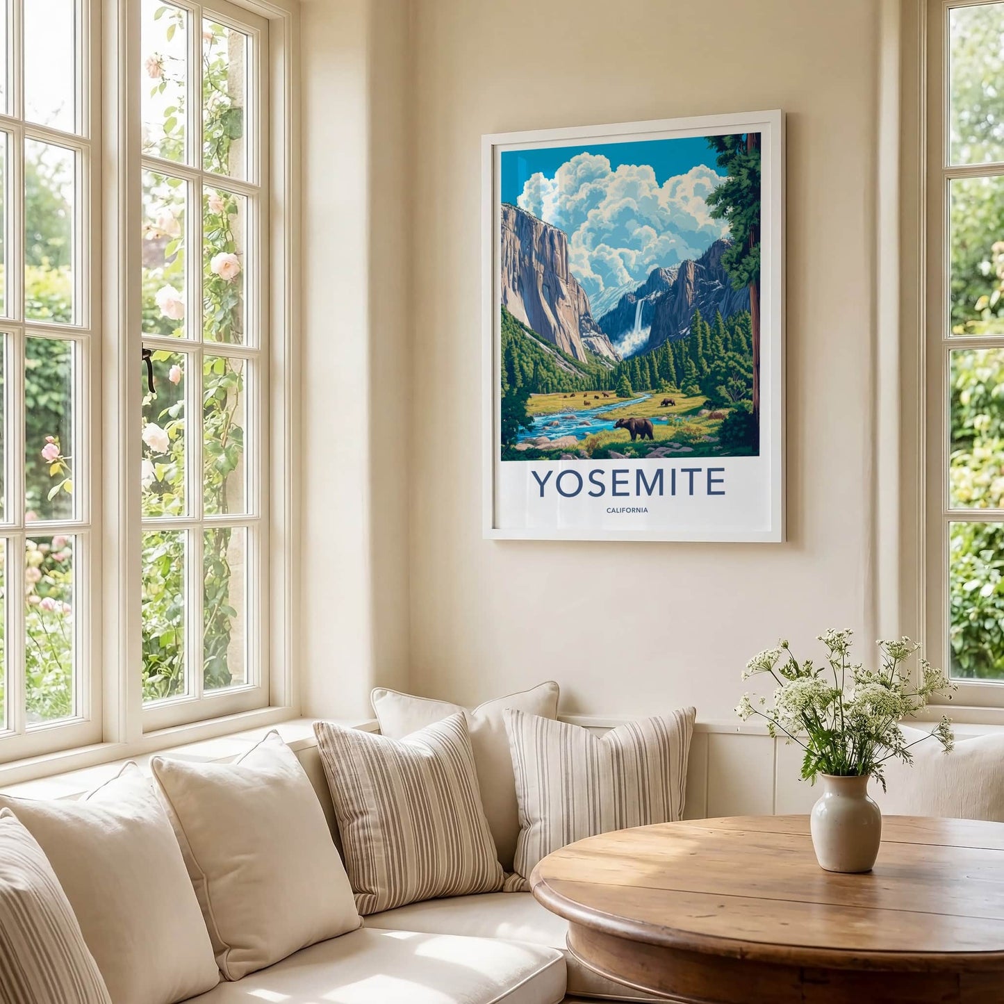 Yosemite Poster - California Travel Art - Bears Mountain Valley Home Decor