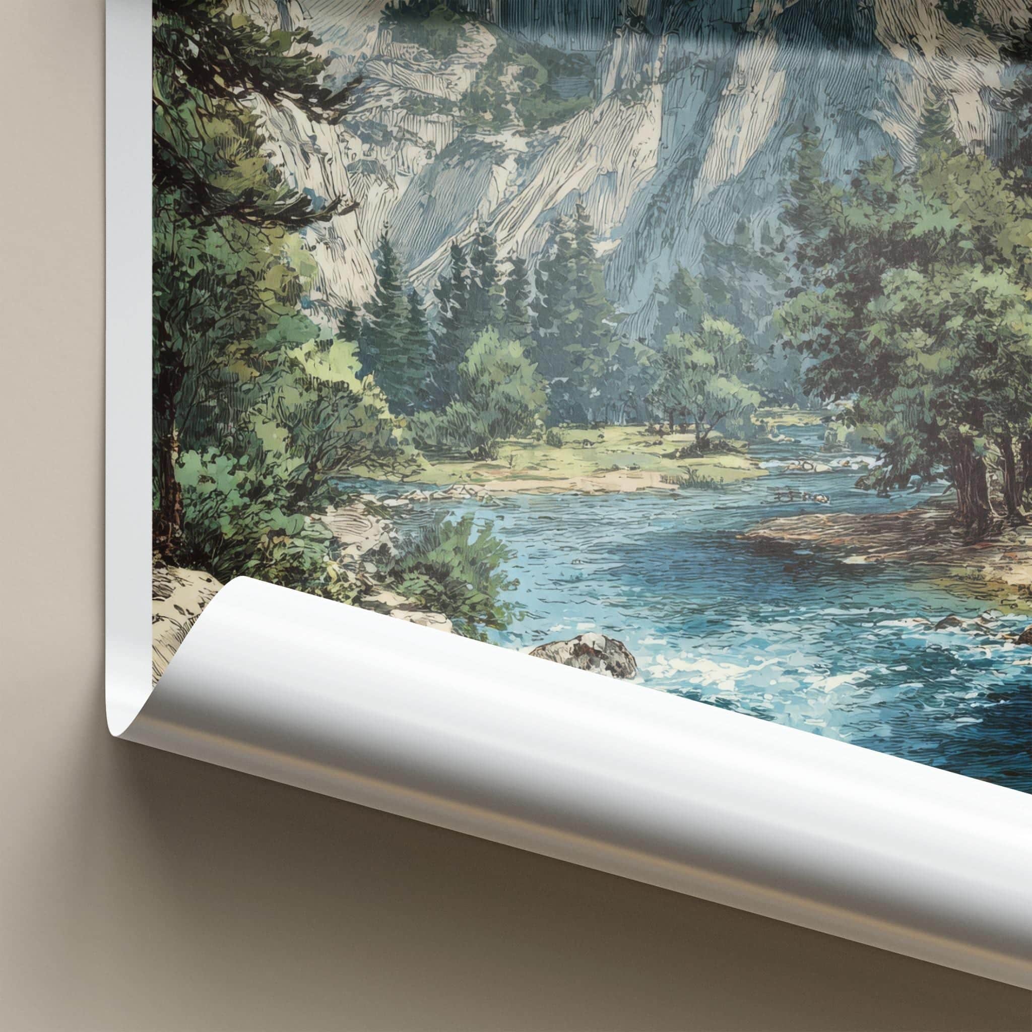 Yosemite Poster - California Travel Art - Majestic Dome River Wall Decor