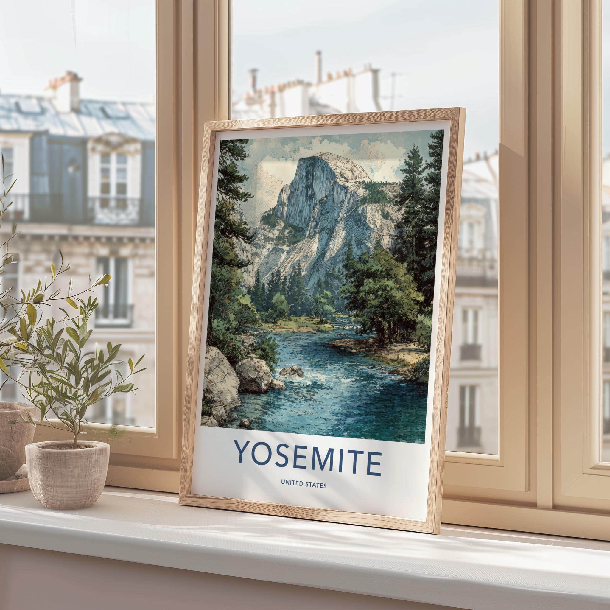 Yosemite Poster - California Travel Art - Majestic Dome River Wall Decor