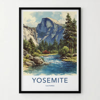 Yosemite Poster - California Wall Art - Half Dome River Wall Art