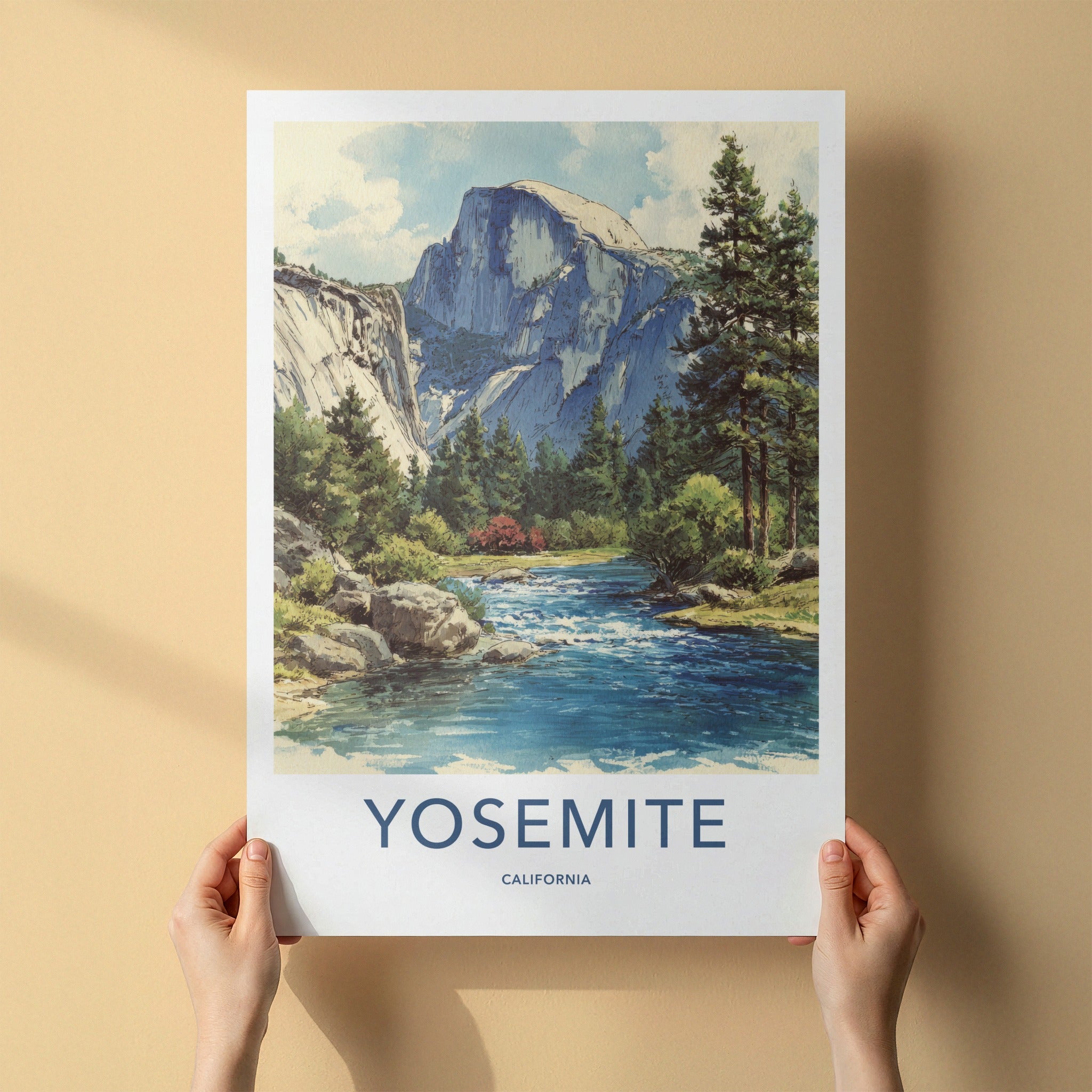 Yosemite Poster - California Wall Art - Half Dome River Wall Art