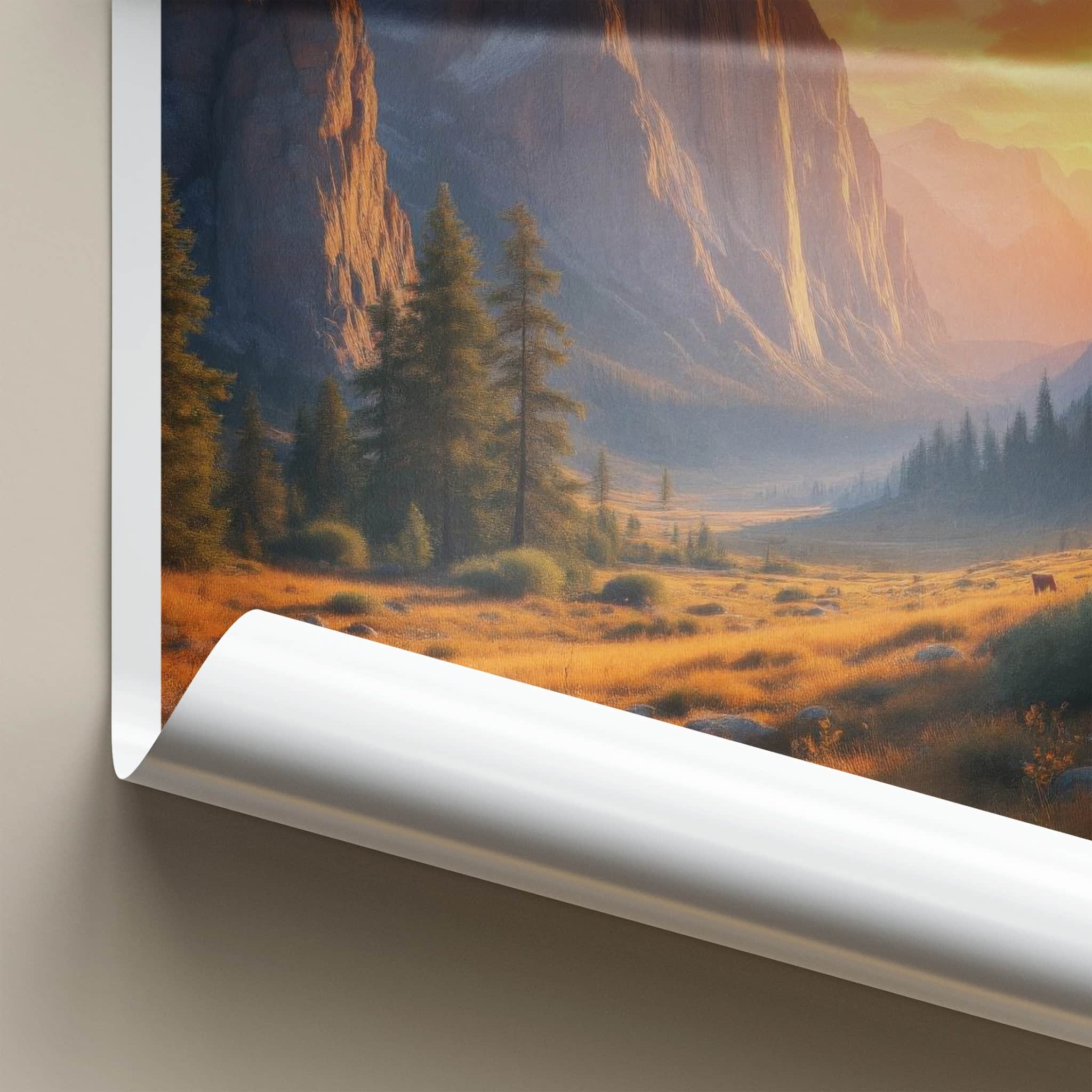 Yosemite Poster - California Wall Art - Valley Sunset Meadow Home Decor