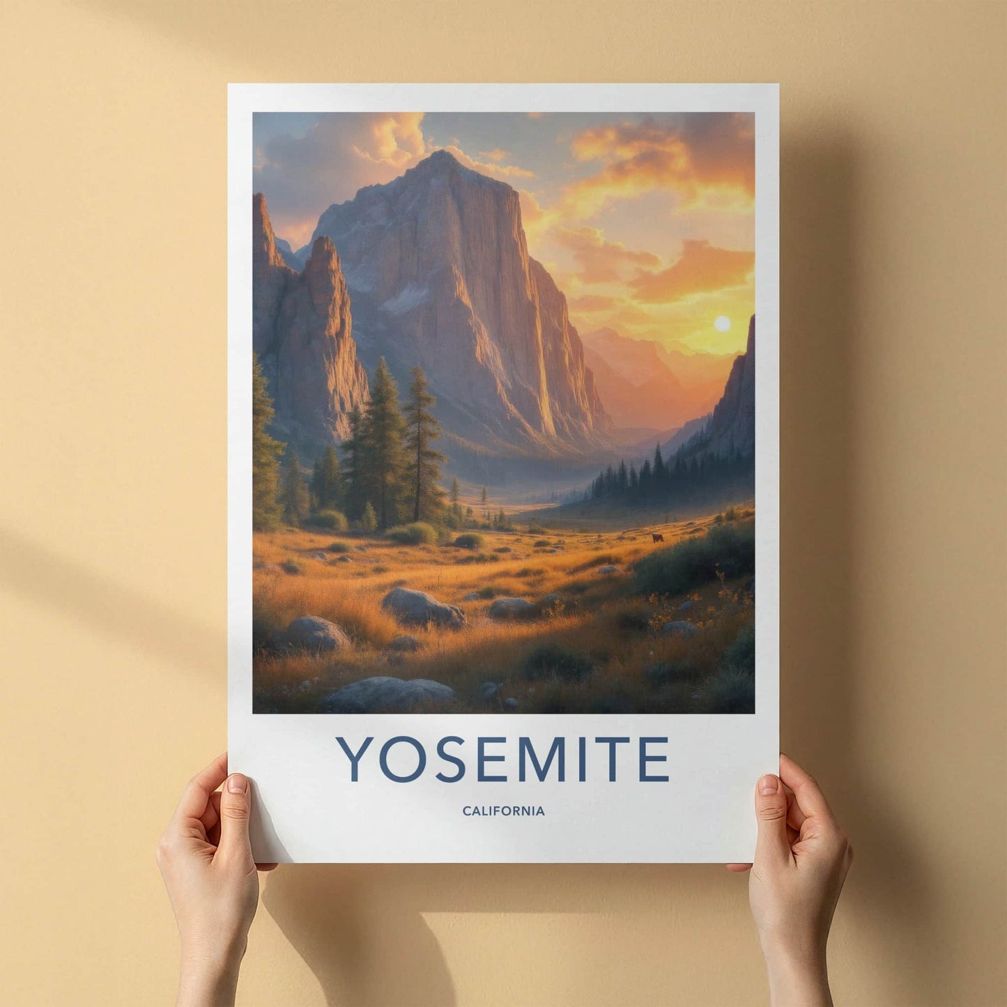 Yosemite Poster - California Wall Art - Valley Sunset Meadow Home Decor