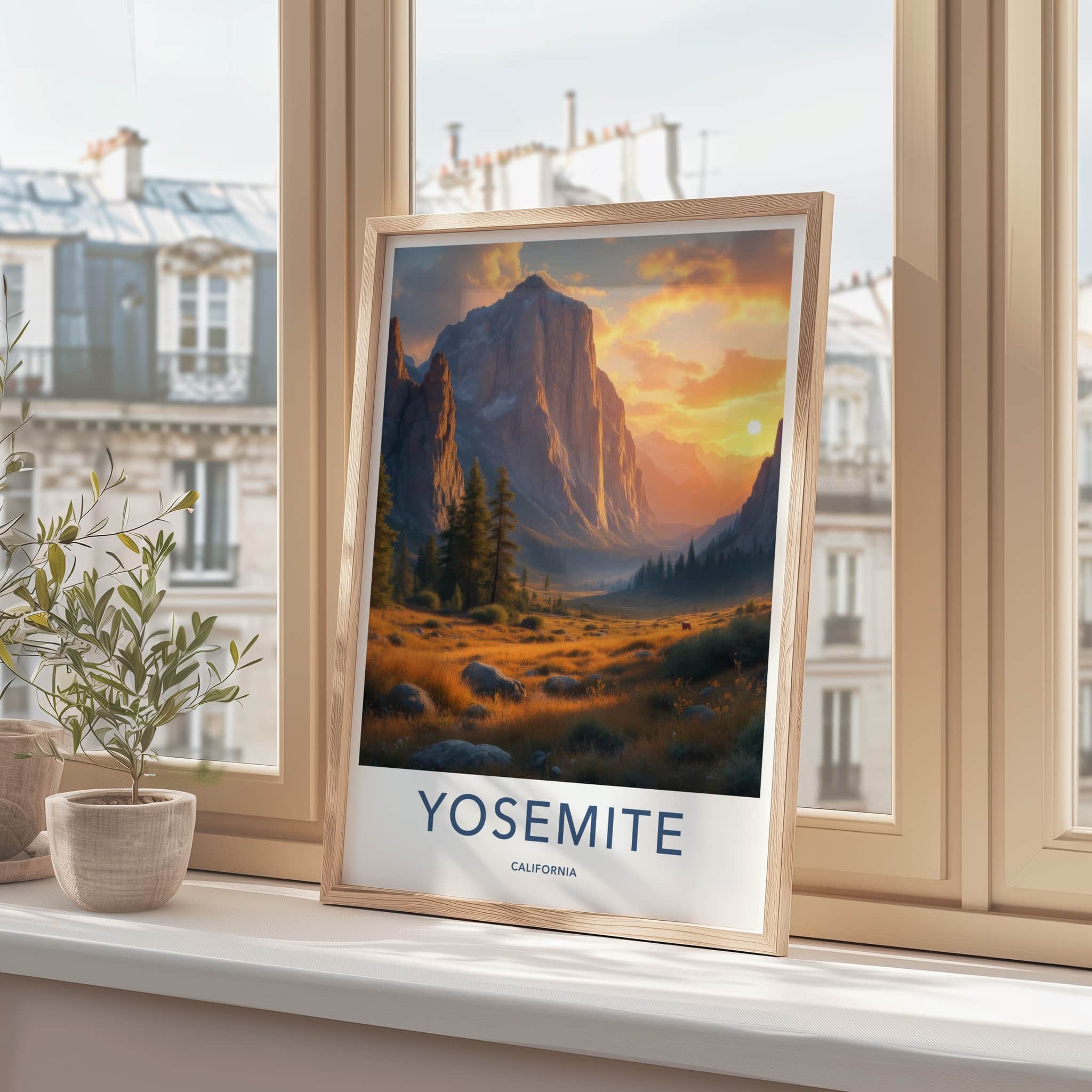 Yosemite Poster - California Wall Art - Valley Sunset Meadow Home Decor