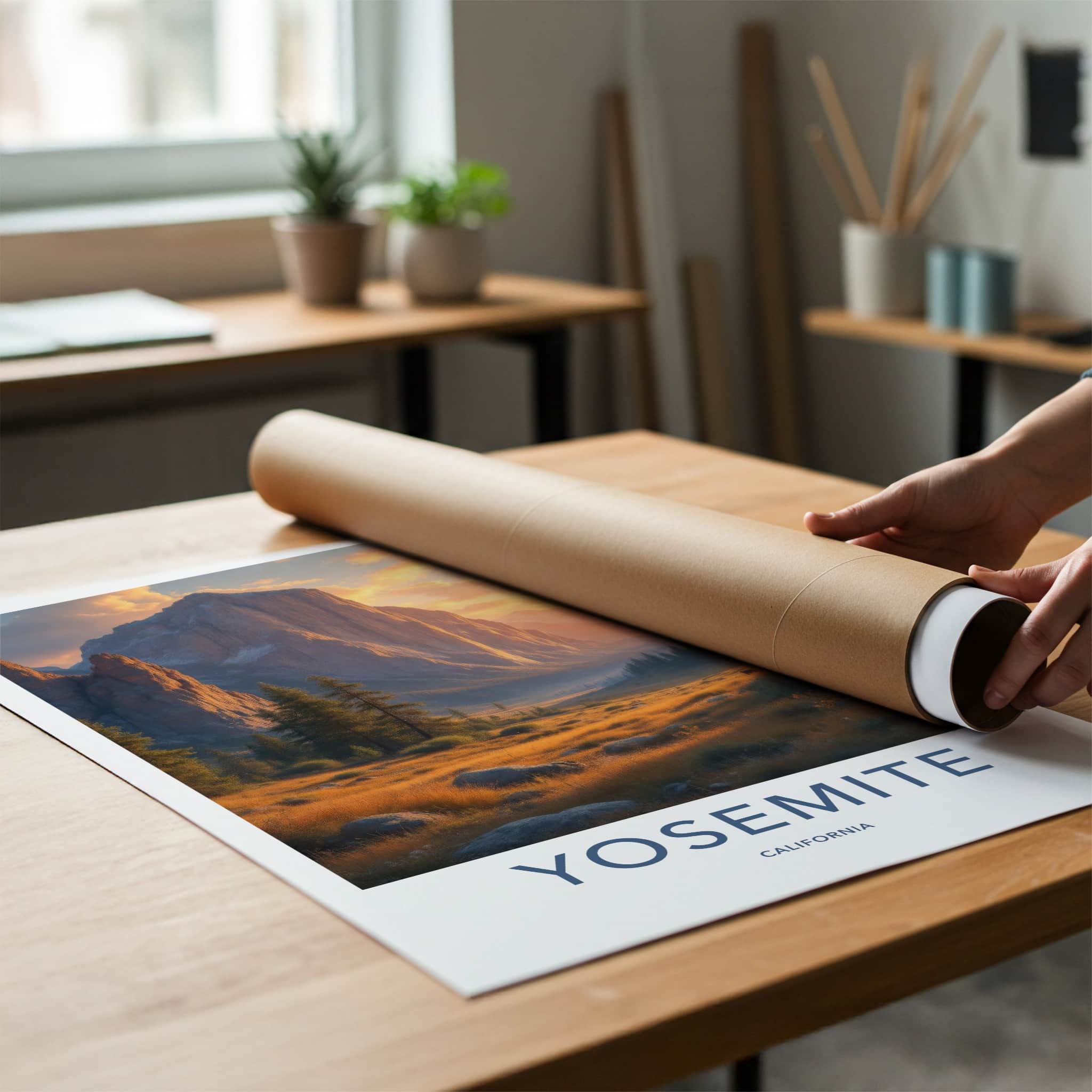 Yosemite Poster - California Wall Art - Valley Sunset Meadow Home Decor