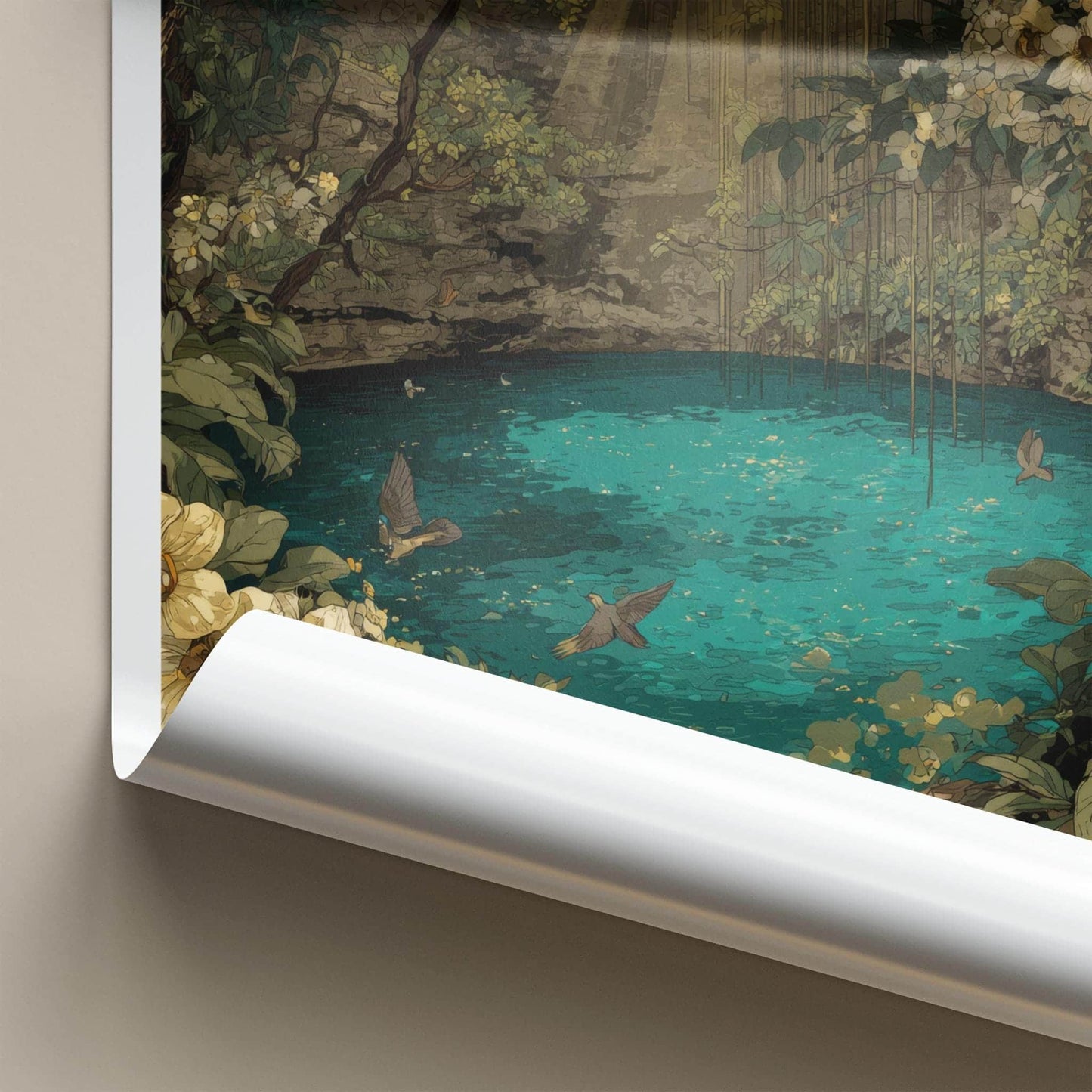 Yucatan Poster - Mexico Travel Art - Lush Cenote Entrance Home Decor