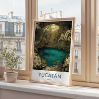 Yucatan Poster - Mexico Travel Art - Lush Cenote Entrance Home Decor