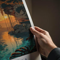 Yucatan Poster - Mexico Travel Print - Cenote Water Sunset Home Decor