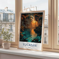 Yucatan Poster - Mexico Travel Print - Cenote Water Sunset Home Decor